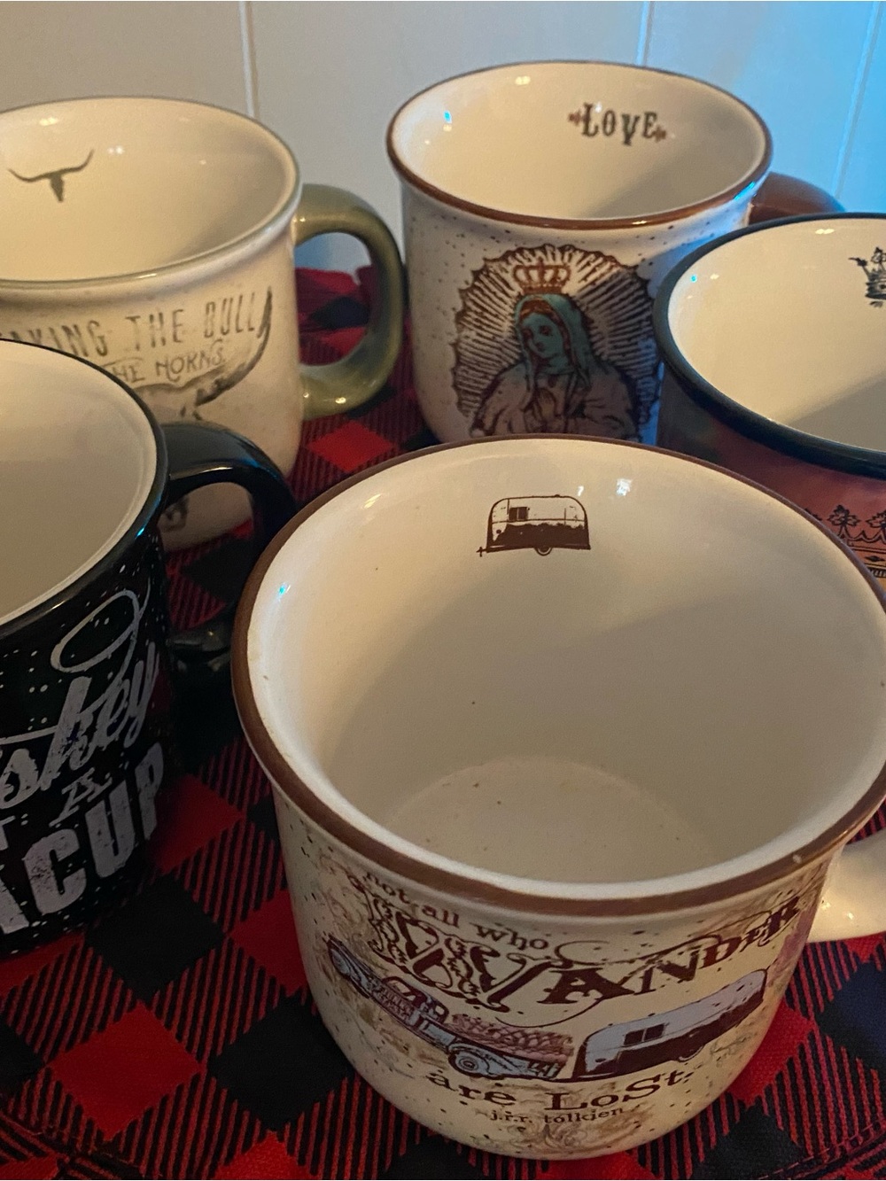 Set of 5 Junk Gypsy Coffee Mugs